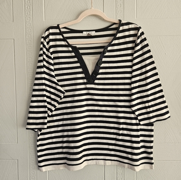 Dress Barn Tops - Dress Barn Dark Navy and White Striped Tunic Sz 14/16